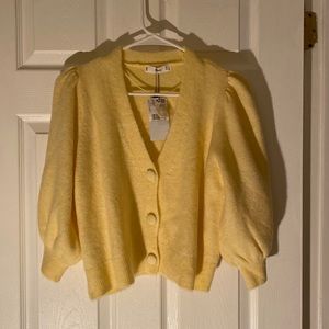 Mango yellow cropped cardigan NWT